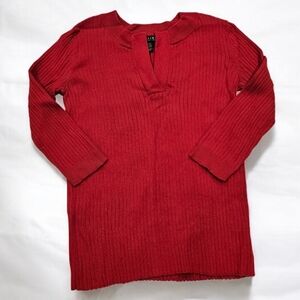 Ralph Lauren Women's Red Ribbed Knit V-neck Sweater Size--Medium
